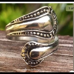 Antique silver Spoon ring stainless steel Bypass